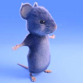 3D Mouse - Cartoon style - Grey fur - rigged model
